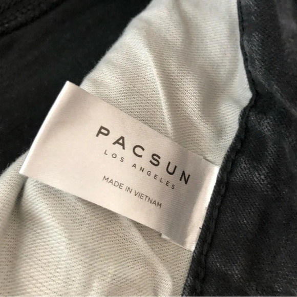 Pacsun Mens 33 waist Slim Fit Black Wash Jeans stretch distressed 33 X 30 - Picture 4 of 9